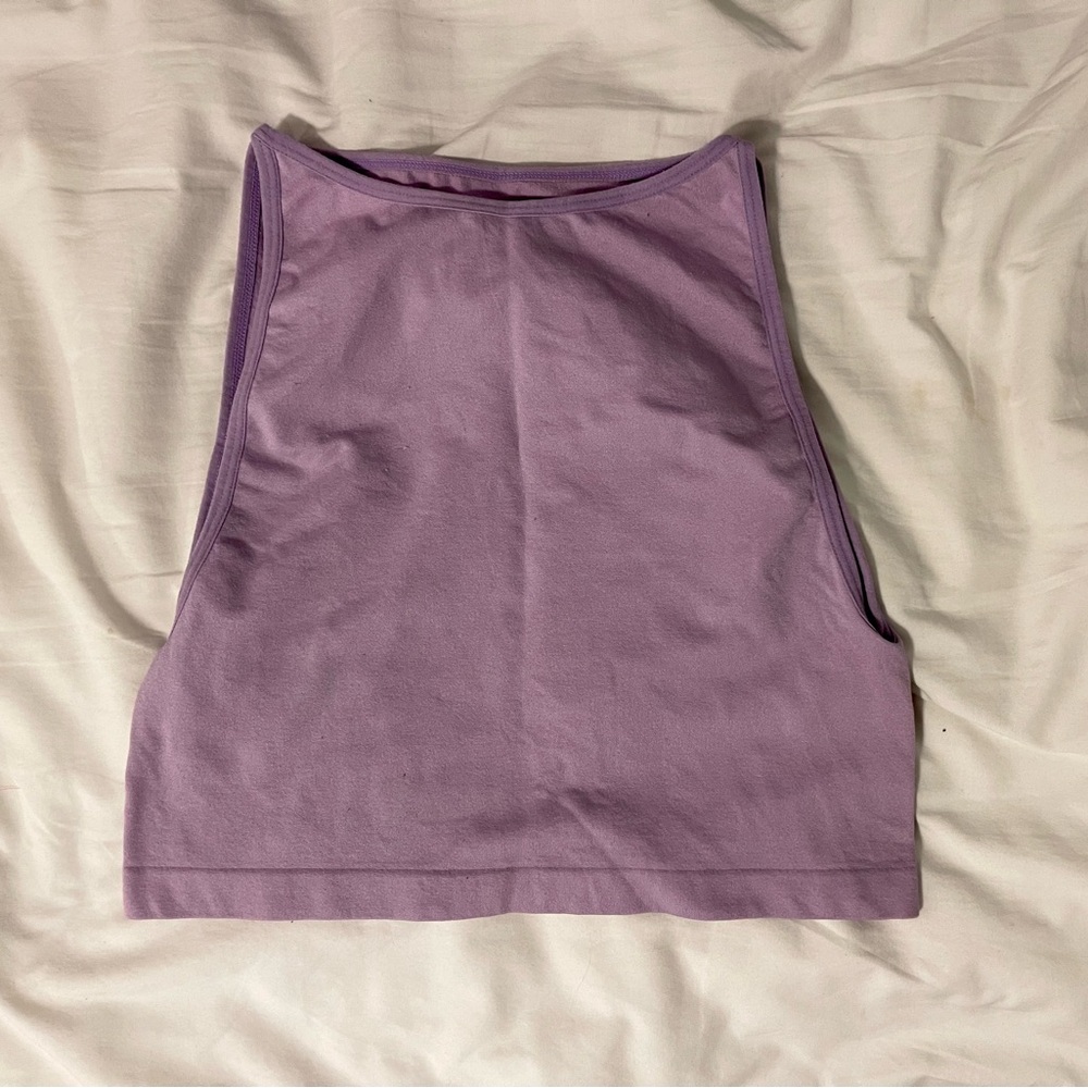 Zenana Purple High Neck Crop Top